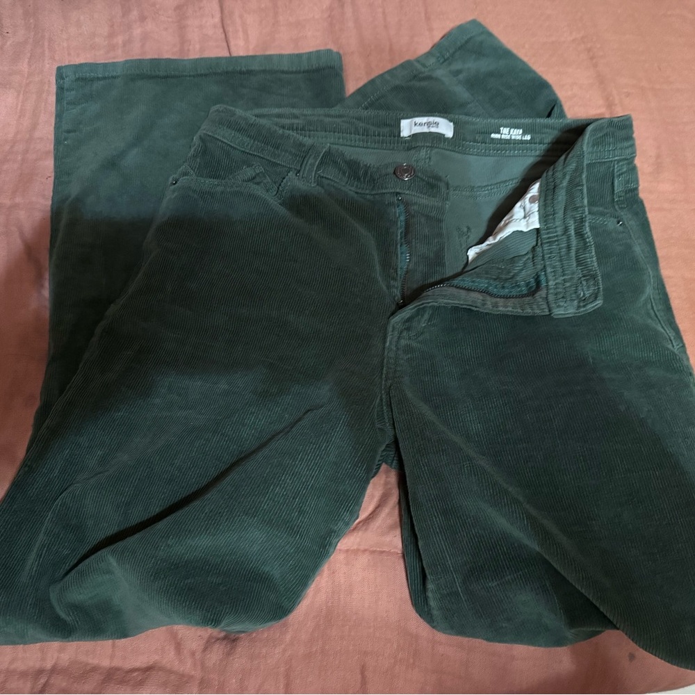 Kensie Green Corduroy Boot Cut Pants
